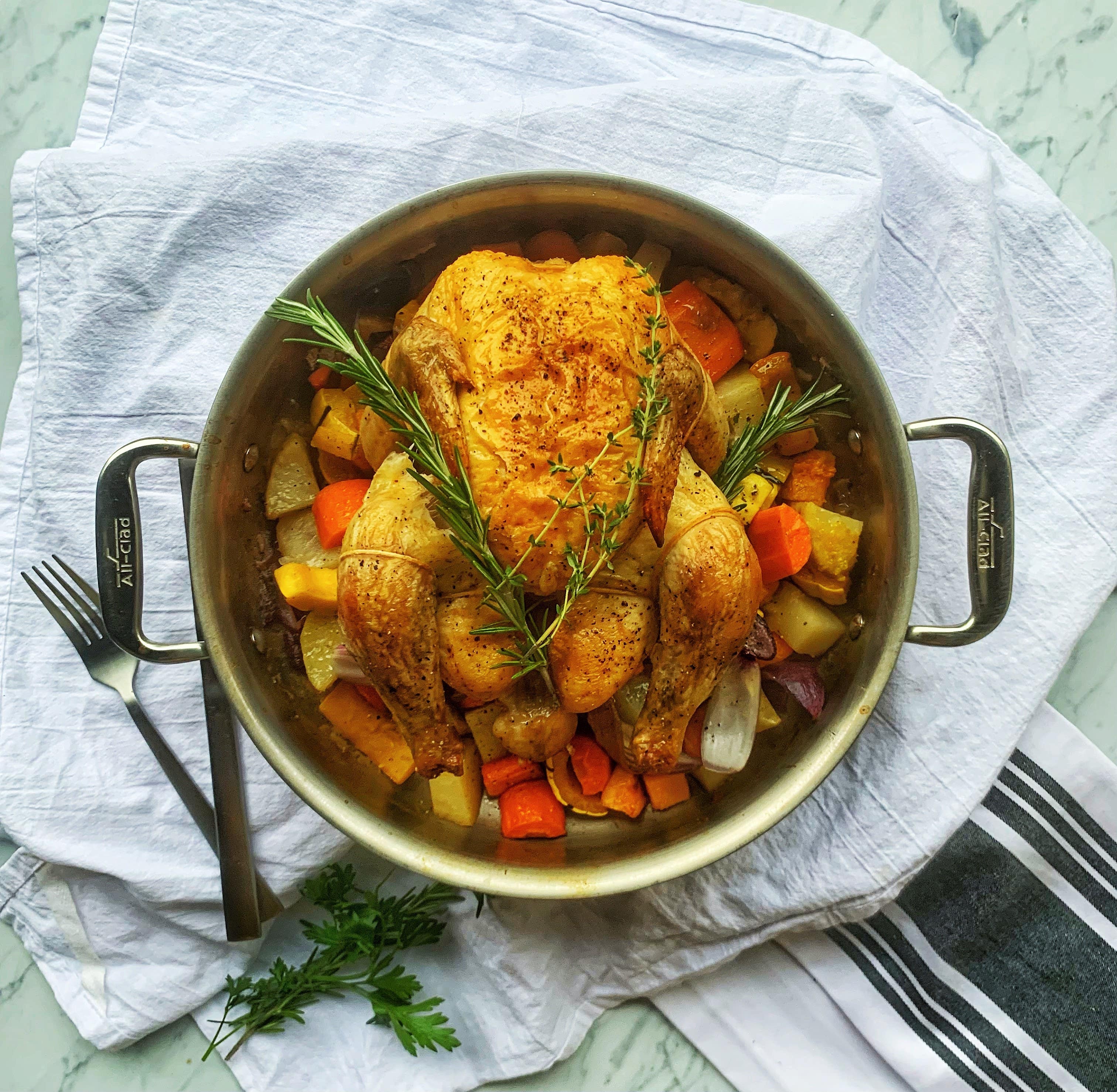 One Pan Chicken and Root Vegetable Dinner