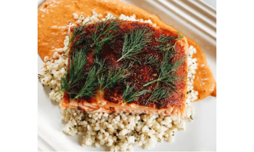 Gavin Kaysen's Spice Crusted Salmon with Romesco and Couscous